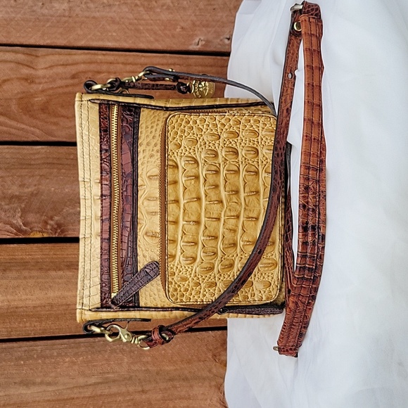 Brahmin Bags Brahmin Tilda Melbourne Croc Embossed Cream Tan